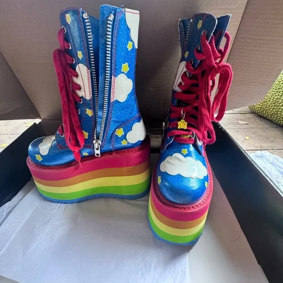 Dolls kill Care Bears Platform Boots with Rainbow Soles - Picture 3 of 5